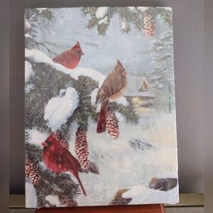 Winter Scene LED Canvas with Cardinals